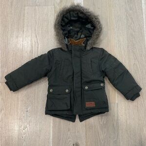 Carter's Olive Green Toodler Winter Jacket with Fur Trimmed Hood